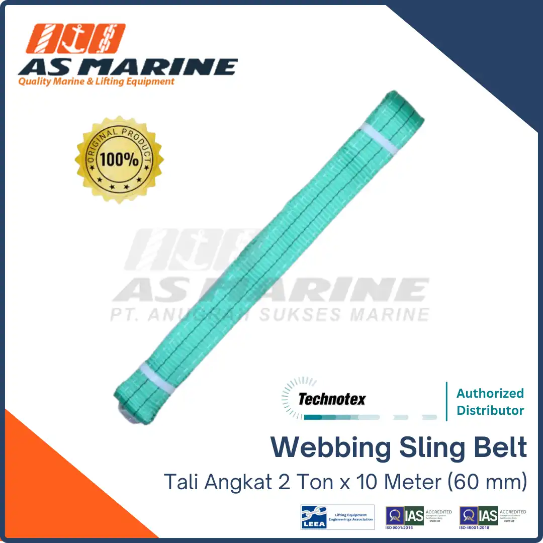 Webbing Sling Belt / Tali Angkat 2 Ton x 10 Meter 60 mm Technotex Holland